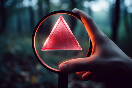 Magnifying Maintenance: Spotlighting Focus Errors with Cautionary Red Triangleの素材