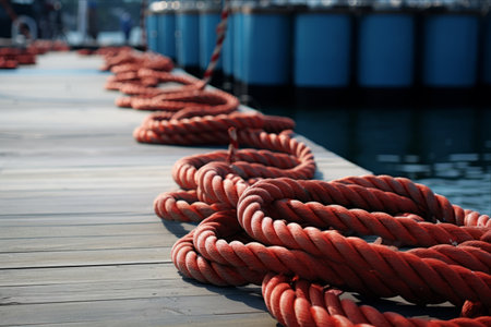 Securely Tied: Exploring the Naval Ropes Anchored to the Dock of the Harbor - AR 3:2の素材