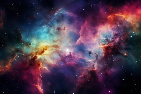 Captivating Rainbow Nebula: A Multicolor Extraterrestrial Spectacle Light Years Away from Earthの素材