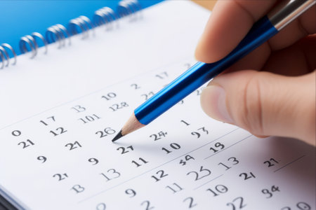 Time and Organization: Effortlessly Scheduling with a Blue Circle Marking Day 5 - The Power of a Pen!の素材