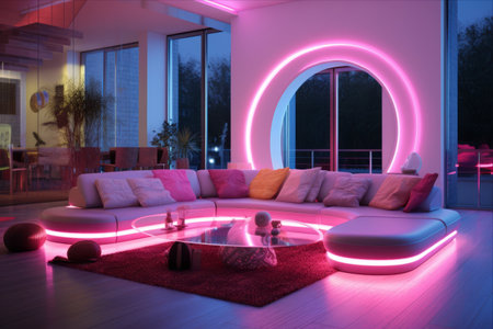 Neon Illumination: Step Inside a Chic 3:2 Living Roomの素材