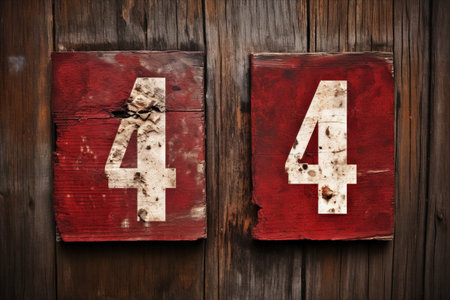 Fascinating Number 4 (Four) Enhanced by Stunning Red Wood Texture Background -- AR 3:2の素材