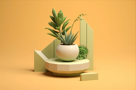 Stunning 3D Rendering: Isometric Decor Pot Plant Takes Center Stageの素材