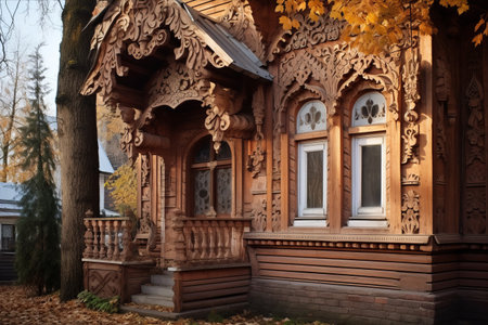 Preserving History: Exploring the Fascinating Carved Elements of Vologda's Old House (3:2 Aspect Ratio)の素材