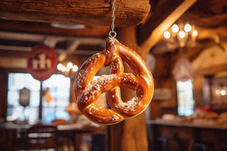 A Vintage Delight: Captivating Old Pretzel Sign at an Austrian Bakery - Photo AR 3:2の素材