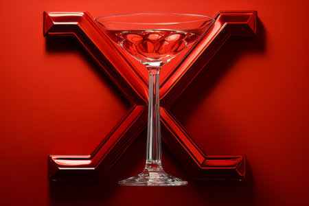 Cocktail Creativity: Signature K-shaped Tubes Stand Out on Red Background --ar 3:2の素材