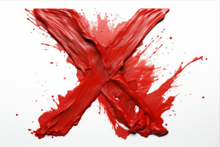 Exploring the Power of the Latin Letter X: A Vibrant Blend of Red Oil Paint on a White Canvas - AR 3:2の素材