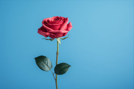Serene Beauty: Captivating Rose Blossoms against a Striking Blue Canvas --ar 3:2の素材