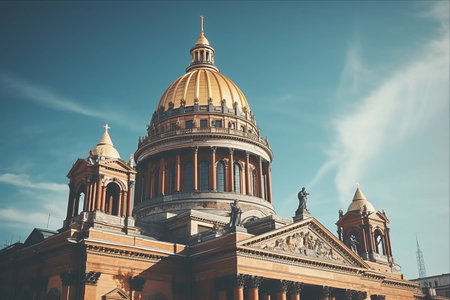Monumental Beauty: A Close-Up View of Saint Isaac's Cathedral in St. Petersburg, Russiaの素材