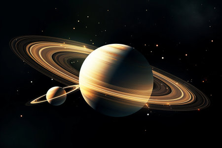 Saturn's Extraterrestrial Splendor: Captivating Rings, Moons, and Enigmatic Beauty in Deep Spaceの素材