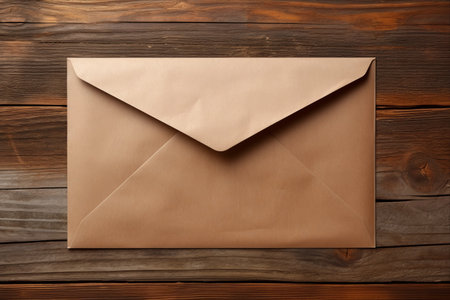 Captivating Contrast: Blank Envelope on a Wooden Backgroundの素材