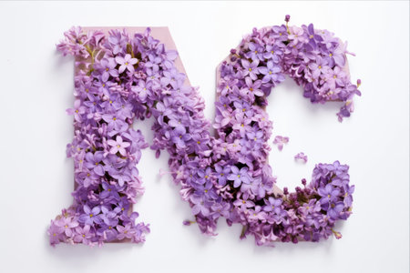 Lavender Love: A Captivating Composition of Flower Letters - AR 3:2の素材
