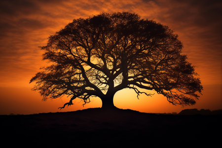 Majestic Tree Silhouette: Captivating Photo in AR 3:2 Aspect Ratioの素材