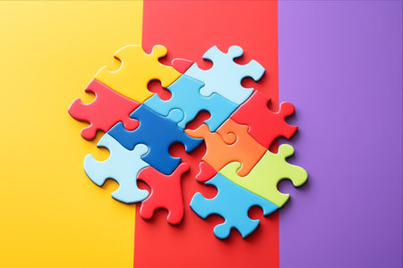 Colorful Jigsaw Puzzle Pieces: A Captivating AR Experience in 3:2 Aspect Ratioの素材