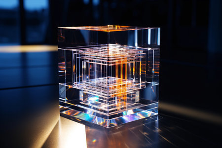 Mesmerizing AR 3D Crystal Glass Cube: Witness Refraction and Holograph in Immersive 3:2 Spectacleの素材