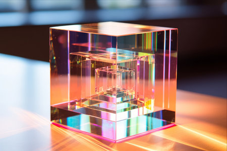 Enchanting 3D Crystal Glass Cube: Refraction and Holograph - AR 3:2 Experienceの素材