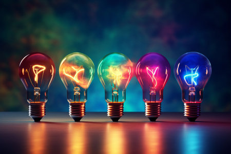 Shining Bright: Exploring a Spectrum of Creative Concepts through Colorful Bulbsの素材