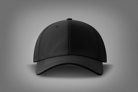 AI-Generated Template Mockup: Blank Black Baseball Cap on Transparent Backgroundの素材
