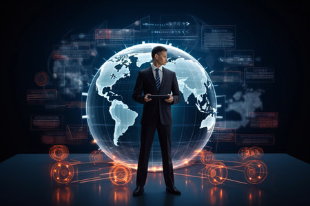 Shaping Global Trade: The Businessman's Compliance Journey in a Darkened Worldの素材