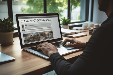 The Seamless Blend: Navigating Compliance through a Laptop Screenの素材