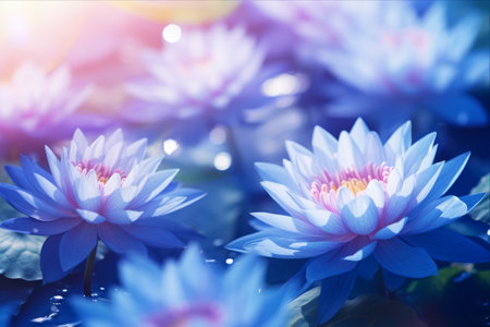 Serene Beauty: Captivating Blue Lotus Flower Background for Graphic Design Projectsの素材