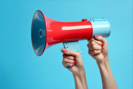 The Power of Communication: Amplifying Voices with a Megaphone and an Empowered Femaleの素材