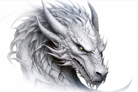 Dragon's Enigma: A Mesmerizing White Background Illustration for Your Tattoo Design (Aspect Ratio 3:2)の素材