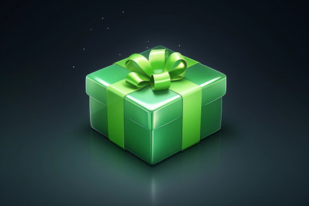 Vibrant 3D Green Gift Box Icon: Unveiling Glimpses of Creativity in a 3D Realm - AR 3:2の素材