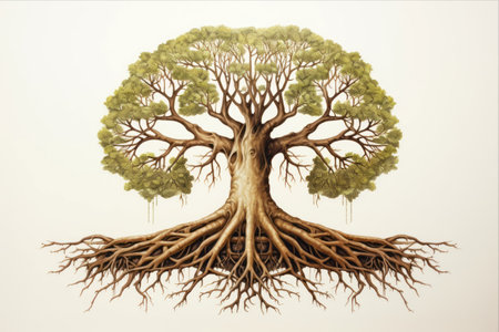 The Hidden Half: Unveiling the Intricacies of a Tree's Root System through an Illustrationの素材