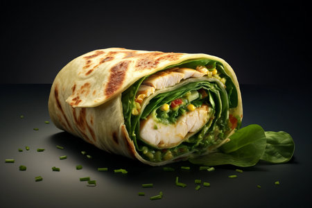 Delicious Chicken Wrap Unveiled: A Fascinating Creation by Generative AI on a Transparent Background - Astonishing AR 3:2 Perspectiveの素材