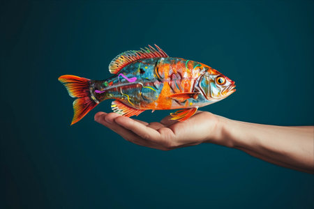Fresh, Fish-filled Hands: A Captivating Contemporary Collage Celebrating Aquatic Delightsの素材