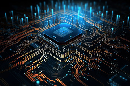 The Futuristic Journey: Exploring a High-Tech Abstract Circuit Boardの素材