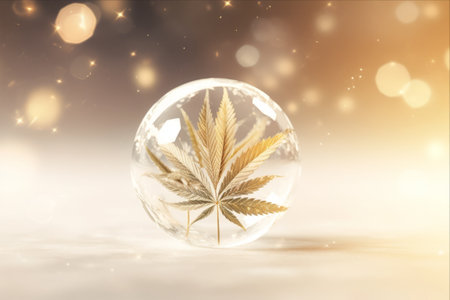 Gilded Cannabis Christmas: CBD and Marijuana Festivities Embodied in a Abstract Minimal Backgroundの素材