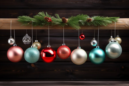 Festive Delight: Captivating Christmas Toys Adorn Fir Tree Branch in Isolated White Background - AR 3:2の素材