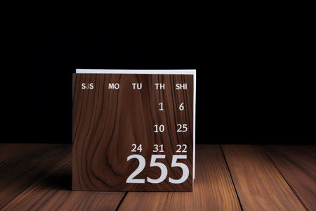 Reflections of March: A Captivating Calendar on Wooden Floorの素材
