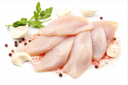 Pristine Pangasius Fish Fillet Pieces: A Blend of Flavors Captured in a 3:2 Aspect Ratioの素材