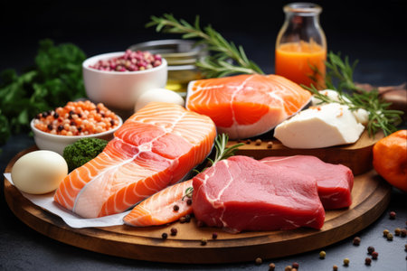 The Ultimate Guide to Keto: Embracing Protein and Fat with Pork, Chicken, Bacon, Eggs, and Salmonの素材