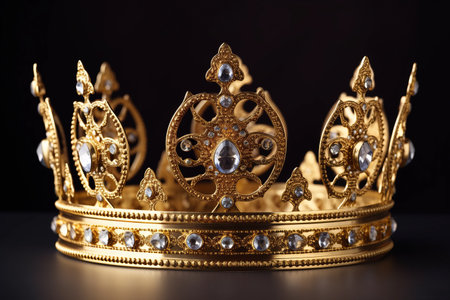 Radiant Majesty: The Exquisite Golden Crown on a Serene White Background (3:2 Aspect Ratio)の素材