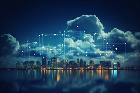 The Convergence of Cloud and Edge Computing: Unveiling the Data Transfer Revolution in a Blurry Cityscapeの素材