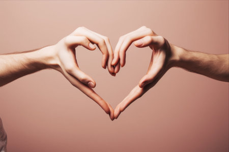 Romantic Gesture: Male and Female Hands Creating Heart Shape - Captivating 3:2 Cut Outの素材