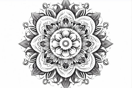 Mystical Mandalas: Indulge in the Serenity of Coloring with an Elephant-inspired Black and White Illustrationの素材