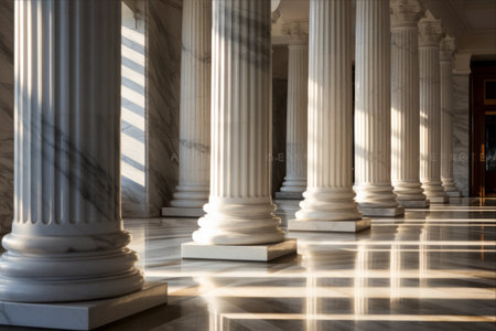 Captivating Play of Light and Shadows on Classical Marble Columns: AR 3:2の素材