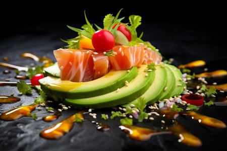 Savor the Delicate Flavors of Sashimi Avocado Japanese Cuisineの素材