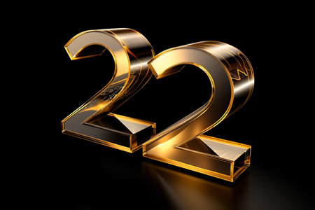 Glistening Gold 3D Text: Celebrating 2024 with a Stunning Render on Transparent Backgroundの素材