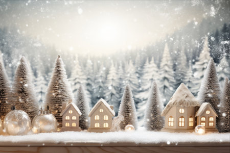 Festive Snowy Celebration: A Cheerful Christmas Ornament Adorns a Home Window with Snowy Backdropの素材