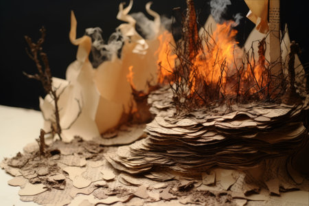 Burnt Paper Elements Unveiled in Exquisite 3:2 Artistic Compositionの素材