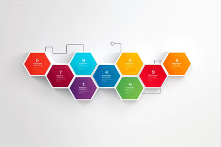 Hexagonal Business Infographic Template: Visualizing Five Options with Step-by-Step Design - AR 3:2の素材
