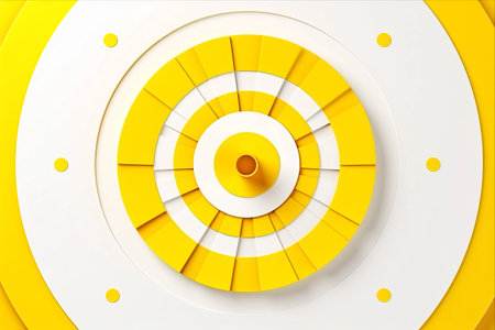 Achieving Business Goals with Breakthrough Yellow Dartboard Icon: A 3:2 Strategy for Successの素材