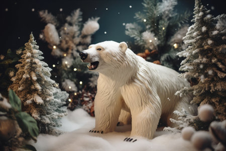 Frosty Delights: Polar Bear Winter Decoration - AR 3:2の素材