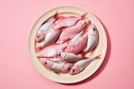 Exquisite Display: Captivating Raw Fishes on Vibrant Pink Background
Visual Feast: Stunning Top View of Fresh Fishes on Pink Plate
Aesthetically Pleasing: Artistic Shot of Raw Fishes on Pink Background
Delightful Composition: Gorgeous Top View of Fresh Fiの素材